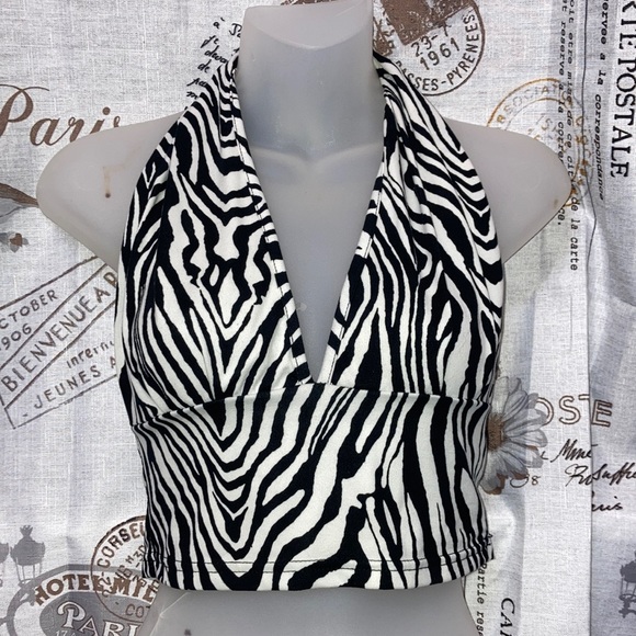 Tops - Zebra Print Halter Top